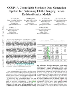 CCUP: A Controllable Synthetic Data Generation Pipeline for Pretraining Cloth-Changing Person Re-Identification Models