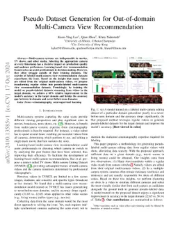 Pseudo Dataset Generation for Out-of-Domain Multi-Camera View
  Recommendation