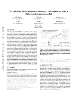 Text-guided multi-property molecular optimization with a diffusion language model