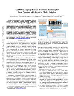 CLIMB: Language-Guided Continual Learning for Task Planning with
  Iterative Model Building