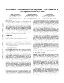 Transformer Guided Coevolution: Improved Team Selection in Multiagent Adversarial Team Games