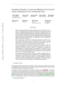 Looking Inward: Language Models Can Learn About Themselves by
  Introspection