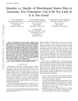 Quantity vs. Quality of Monolingual Source Data in Automatic Text
  Translation: Can It Be Too Little If It Is Too Good?