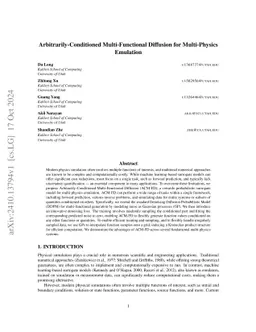 Arbitrarily-Conditioned Multi-Functional Diffusion for Multi-Physics Emulation