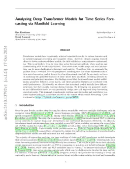 Analyzing Deep Transformer Models for Time Series Forecasting via
  Manifold Learning