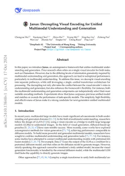 Janus: Decoupling Visual Encoding for Unified Multimodal Understanding
  and Generation