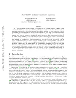 Associative memory and dead neurons