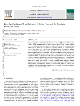 From Real Artifacts to Virtual Reference: A Robust Framework for Translating Endoscopic Images