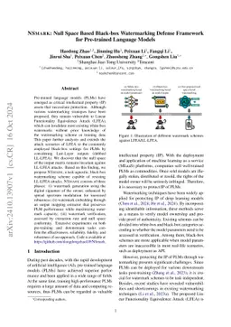 NSmark: Null Space Based Black-box Watermarking Defense Framework for Language Models