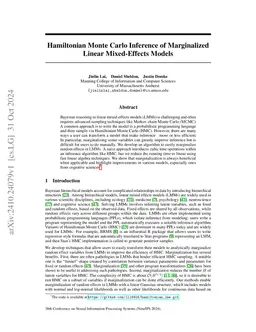 Hamiltonian Monte Carlo Inference of Marginalized Linear Mixed-Effects Models