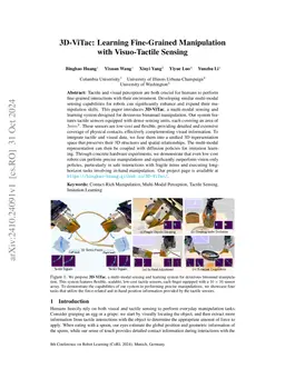 3D-ViTac: Learning Fine-Grained Manipulation with Visuo-Tactile Sensing