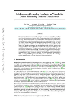 Reinforcement Learning Gradients as Vitamin for Online Finetuning
  Decision Transformers