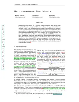 Multi-environment Topic Models