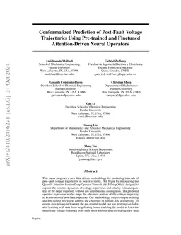 Conformalized Prediction of Post-Fault Voltage Trajectories Using
  Pre-trained and Finetuned Attention-Driven Neural Operators