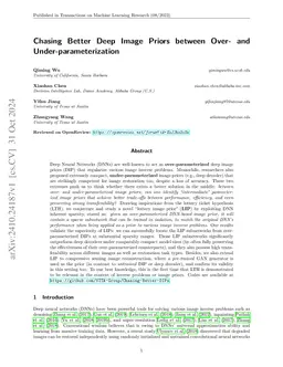 Chasing Better Deep Image Priors between Over- and
  Under-parameterization