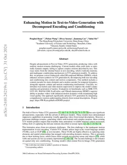 Enhancing Motion in Text-to-Video Generation with Decomposed Encoding
  and Conditioning