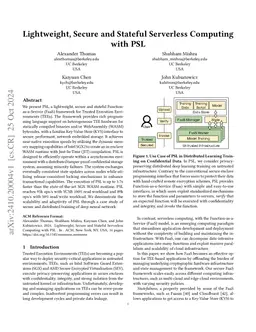 Lightweight, Secure and Stateful Serverless Computing with PSL