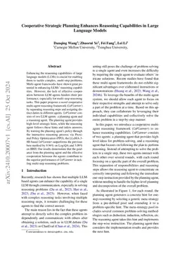 Cooperative Strategic Planning Enhances Reasoning Capabilities in Large
  Language Models