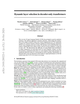 Dynamic layer selection in decoder-only transformers
