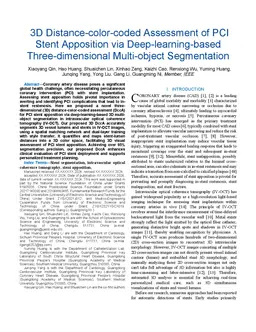 3D Distance-color-coded Assessment of PCI Stent Apposition via
  Deep-learning-based Three-dimensional Multi-object Segmentation