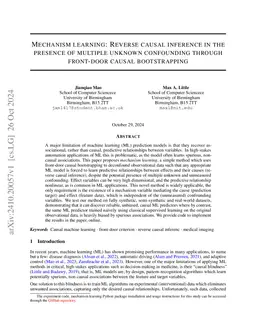 Mechanism Learning: reverse causal inference in the presence of multiple unknown confounding through causally weighted Gaussian mixture models