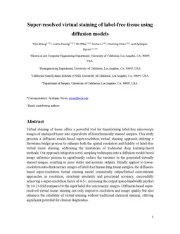 Pixel super-resolved virtual staining of label-free tissue using diffusion models