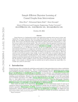 Sample Efficient Bayesian Learning of Causal Graphs from Interventions
