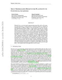 Self-Normalized Resets for Plasticity in Continual Learning