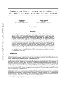 Emergence of Globally Attracting Fixed Points in Deep Neural Networks
  With Nonlinear Activations