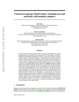 Chemical Language Model Linker: blending text and molecules with modular adapters