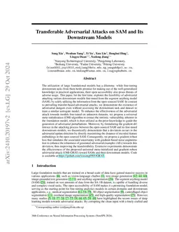 Transferable Adversarial Attacks on SAM and Its Downstream Models