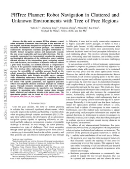 FRTree Planner: Robot Navigation in Cluttered and Unknown Environments with Tree of Free Regions