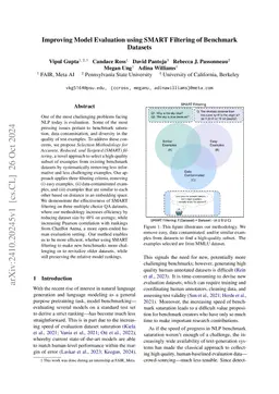 Improving Model Evaluation using SMART Filtering of Benchmark Datasets
