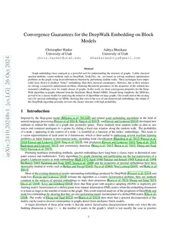 Convergence Guarantees for the DeepWalk Embedding on Block Models