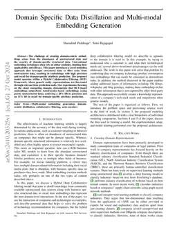 Domain Specific Data Distillation and Multi-modal Embedding Generation
