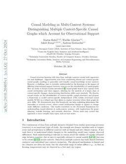 Causal Modeling in Multi-Context Systems: Distinguishing Multiple
  Context-Specific Causal Graphs which Account for Observational Support