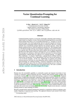 Vector Quantization Prompting for Continual Learning