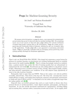 Props for Machine-Learning Security