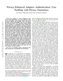 Privacy-Enhanced Adaptive Authentication: User Profiling with Privacy Guarantees