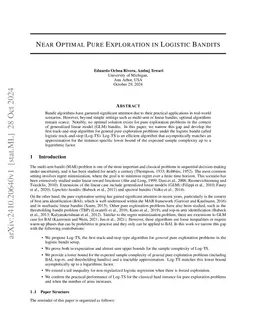 Near Optimal Pure Exploration in Logistic Bandits