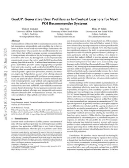 GenUP: Generative User Profilers as In-Context Learners for Next POI Recommender Systems