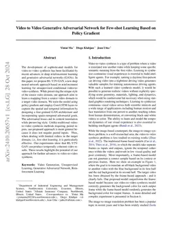 Video to Video Generative Adversarial Network for Few-shot Learning
  Based on Policy Gradient