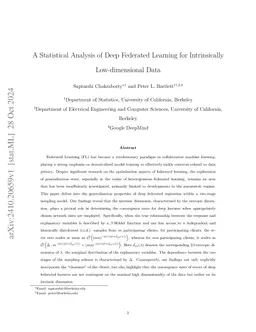 A Statistical Analysis of Deep Federated Learning for Intrinsically Low-dimensional Data