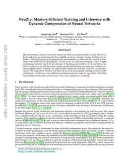 NeuZip: Memory-Efficient Training and Inference with Dynamic Compression
  of Neural Networks