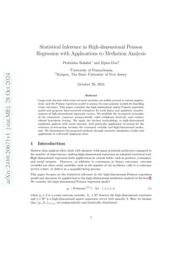 Statistical Inference in High-dimensional Poisson Regression with
  Applications to Mediation Analysis
