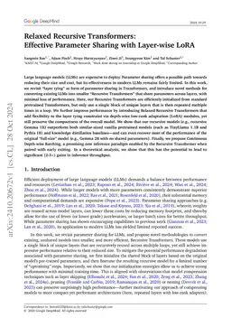 Relaxed Recursive Transformers: Effective Parameter Sharing with Layer-wise LoRA