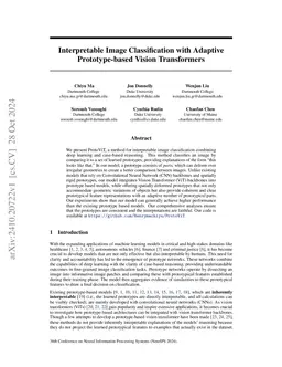 Interpretable Image Classification with Adaptive Prototype-based Vision
  Transformers