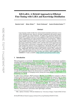 KD-LoRA: A Hybrid Approach to Efficient Fine-Tuning with LoRA and
  Knowledge Distillation