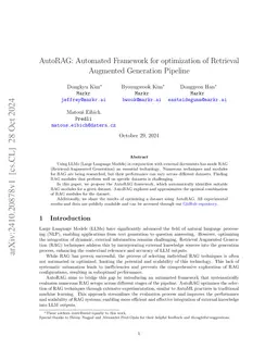 AutoRAG: Automated Framework for optimization of Retrieval Augmented
  Generation Pipeline