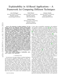 Explainability in AI Based Applications: A Framework for Comparing
  Different Techniques